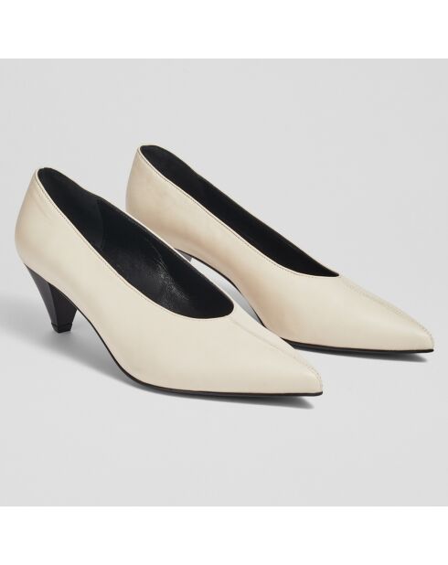 Escarpins en Cuir Zayla écrus - Talon 5 cm