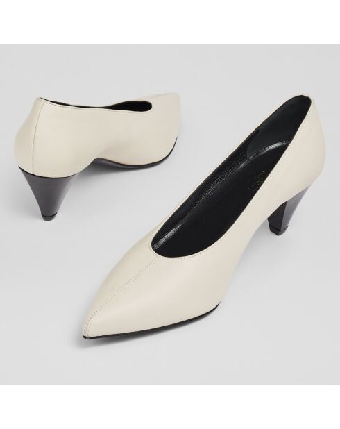 Escarpins en Cuir Zayla écrus - Talon 5 cm