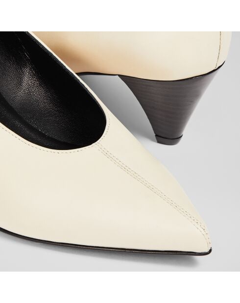 Escarpins en Cuir Zayla écrus - Talon 5 cm