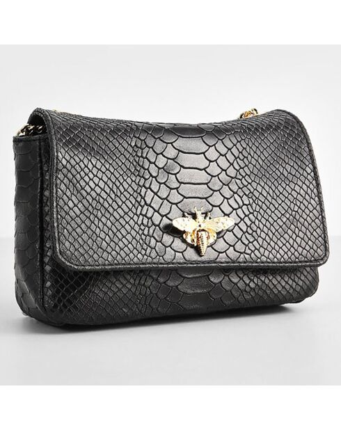 Sac bandoulière en Cuir Hera noir - 21x15x7  cm