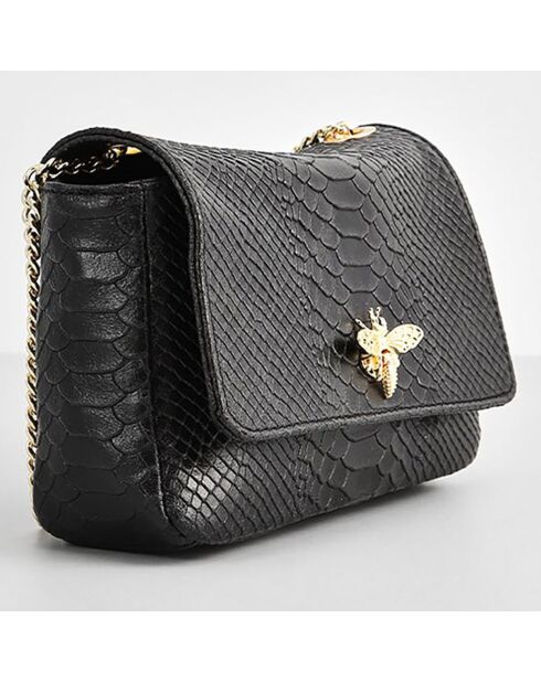 Sac bandoulière en Cuir Hera noir - 21x15x7  cm