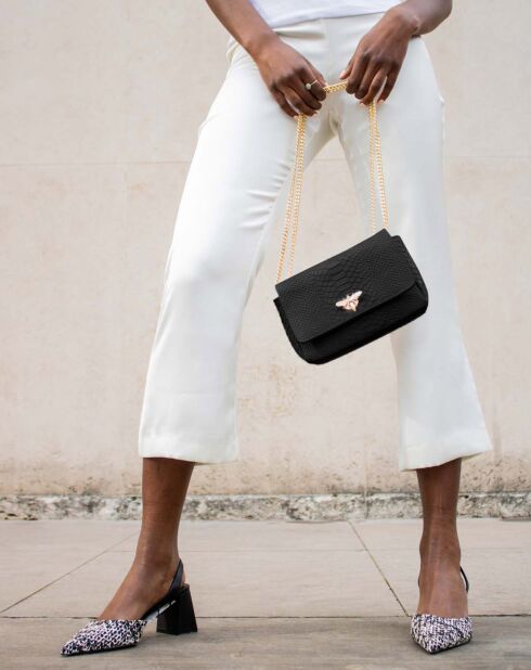 Sac bandoulière en Cuir Hera noir - 21x15x7  cm