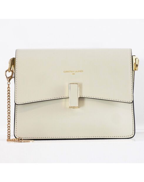 Sac bandoulière en Cuir Mini Emma blanc cassé - 21x16x8 cm