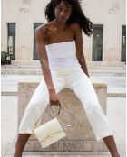 Sac bandoulière en Cuir Mini Emma blanc cassé - 21x16x8 cm