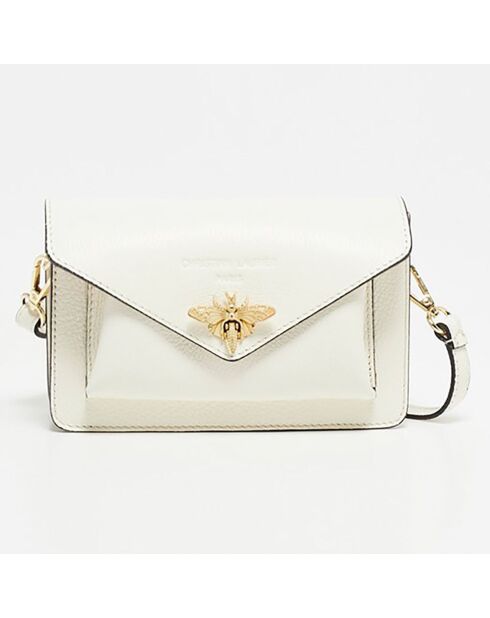 Sac bandoulière en Cuir Roxane blanc cassé - 20x12x5.5 cm