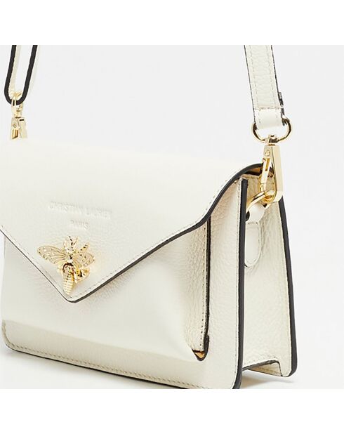 Sac bandoulière en Cuir Roxane blanc cassé - 20x12x5.5 cm