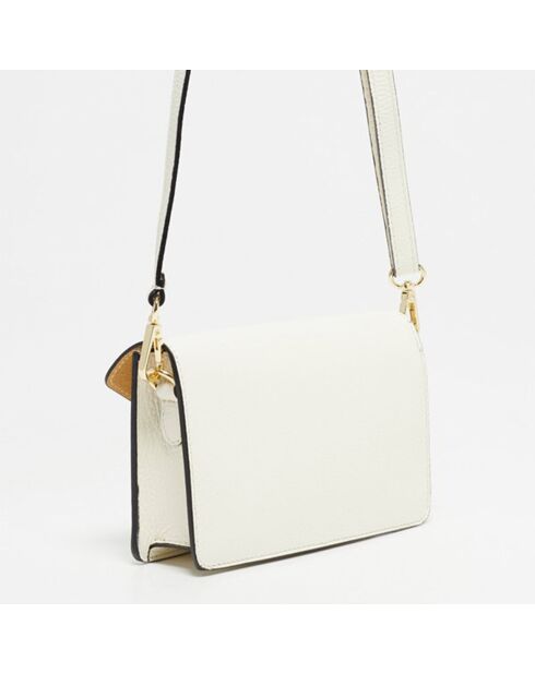 Sac bandoulière en Cuir Roxane blanc cassé - 20x12x5.5 cm