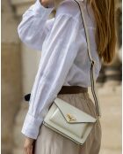 Sac bandoulière en Cuir Roxane blanc cassé - 20x12x5.5 cm