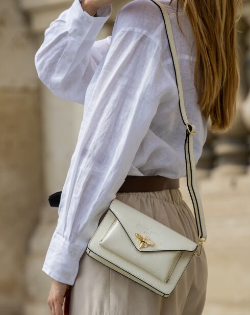 Sac bandoulière en Cuir Roxane blanc cassé - 20x12x5.5 cm