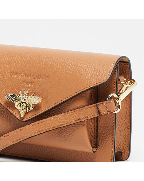 Sac bandoulière en Cuir Roxane camel - 20x12x5.5 cm