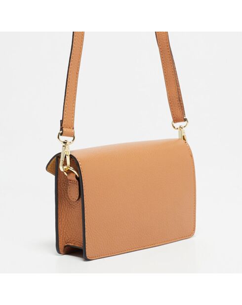 Sac bandoulière en Cuir Roxane camel - 20x12x5.5 cm