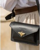 Sac bandoulière en Cuir Roxane noir - 20x12x5.5 cm