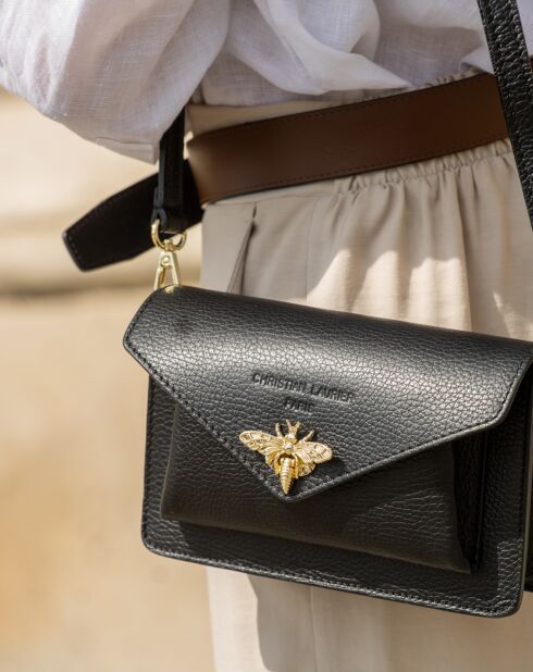 Sac bandoulière en Cuir Roxane noir - 20x12x5.5 cm