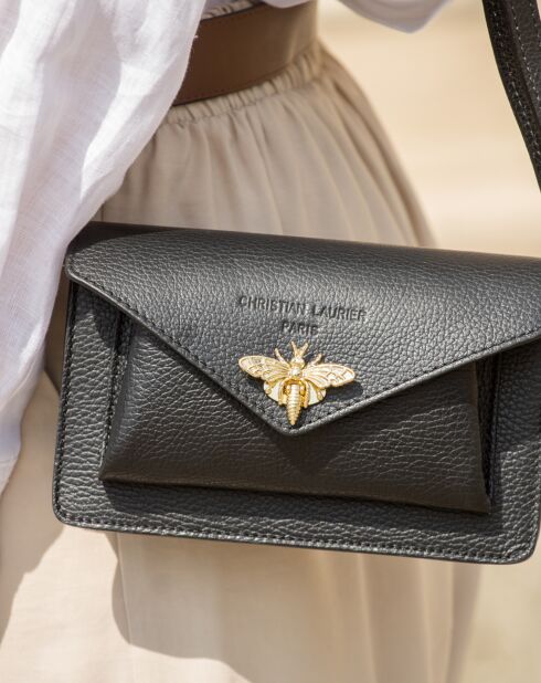 Sac bandoulière en Cuir Roxane noir - 20x12x5.5 cm
