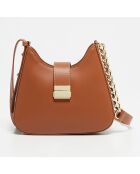 Sac bandoulière en Cuir Hely camel - 24x22x6.5 cm