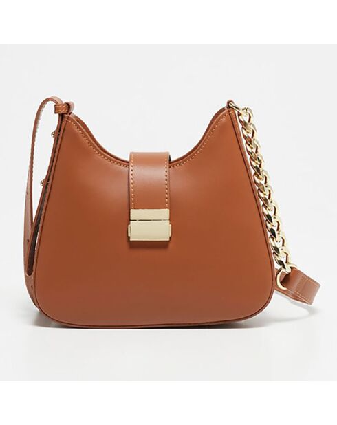Sac bandoulière en Cuir Hely camel - 24x22x6.5 cm