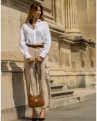 Sac bandoulière en Cuir Hely camel - 24x22x6.5 cm