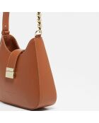 Sac bandoulière en Cuir Hely camel - 24x22x6.5 cm