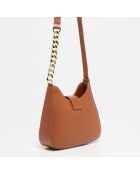 Sac bandoulière en Cuir Hely camel - 24x22x6.5 cm
