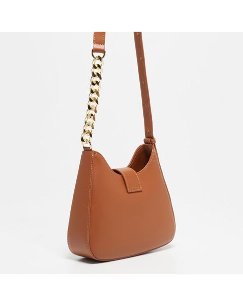 Sac bandoulière en Cuir Hely camel - 24x22x6.5 cm