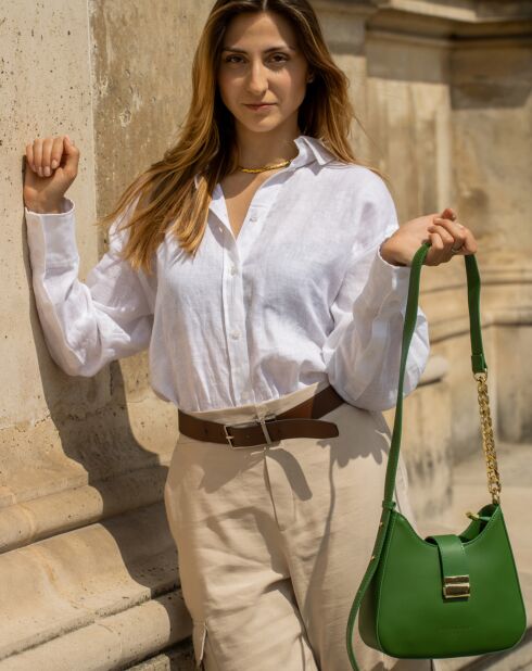 Sac bandoulière en Cuir Hely vert - 24x22x6.5 cm