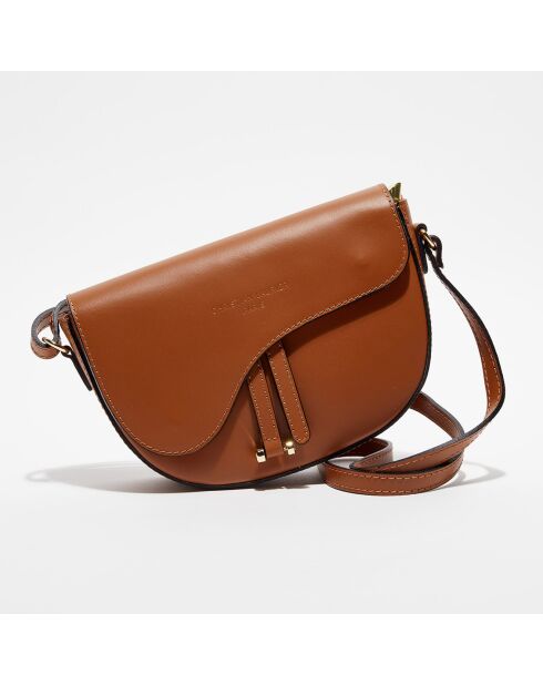 Kena camel leren schoudertas - 22x16x5,5 cm