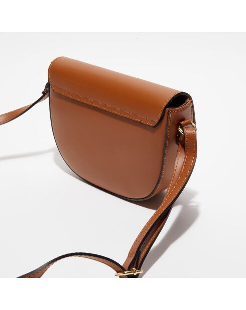 Kena camel leren schoudertas - 22x16x5,5 cm