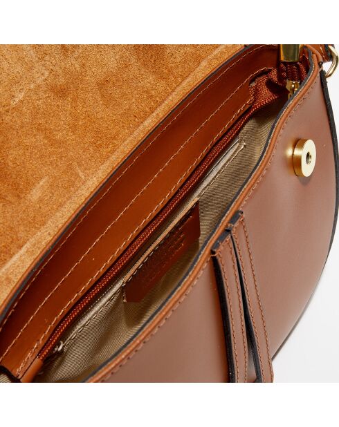 Kena camel leren schoudertas - 22x16x5,5 cm