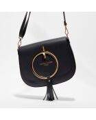 Sac bandoulière en Cuir Audrey noir - 27x22x8.5 cm