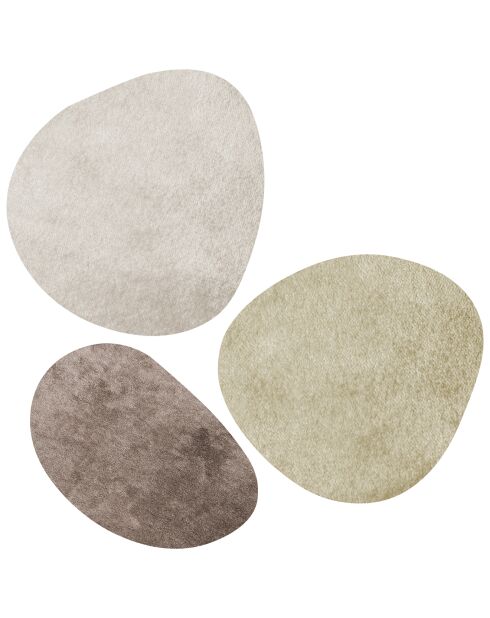 3 Tapis Galet gris brun - 194x206 cm