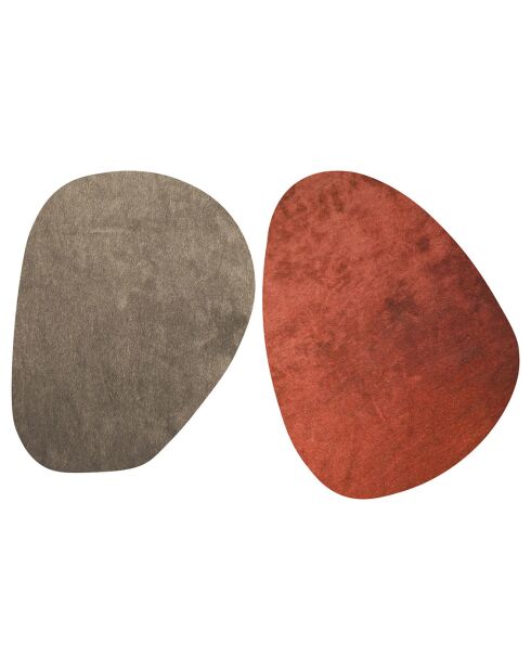 2 Tapis Galet brun/rouge - 199x286 cm
