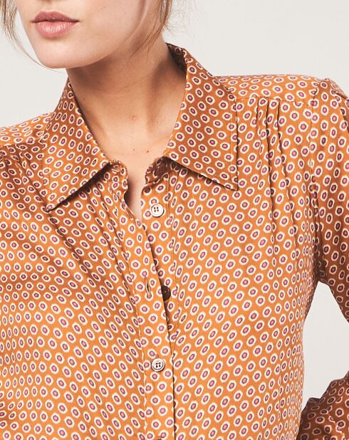 Chemise droite Luka à motifs ocre
