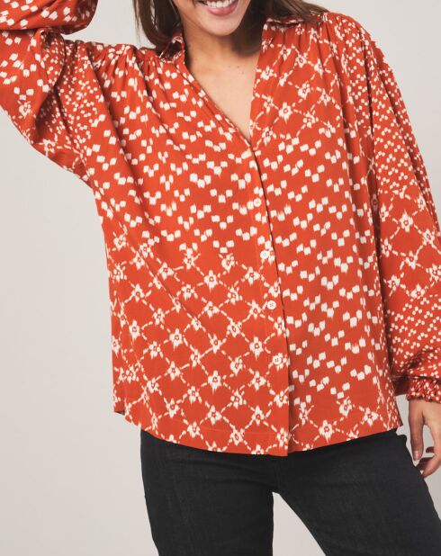 Chemise loose Sonia à motifs orange