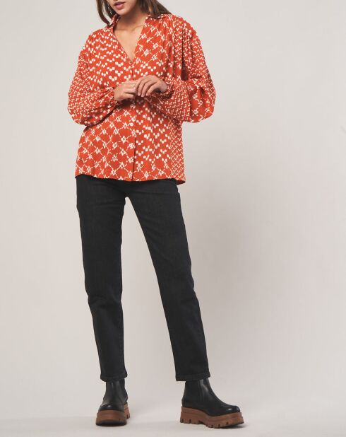 Chemise loose Sonia à motifs orange