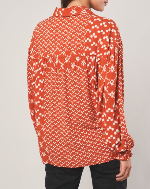 Chemise loose Sonia à motifs orange