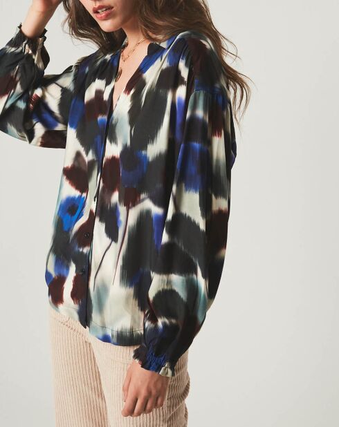 Chemise loose Lola à motifs bleue