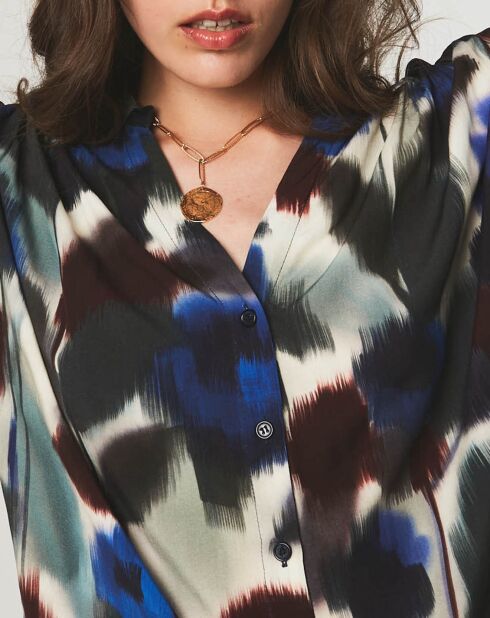 Chemise loose Lola à motifs bleue