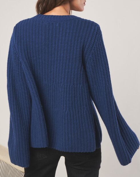 Théodore blaue, ausgestellte Weste aus Wolle und Alpaka-Mischung