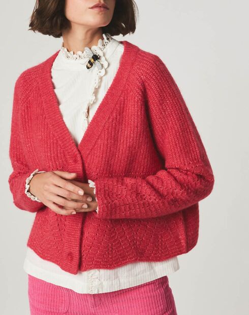 Augustin Framboise Weste aus Wolle und Alpaka-Mischung mit V-Ausschnitt