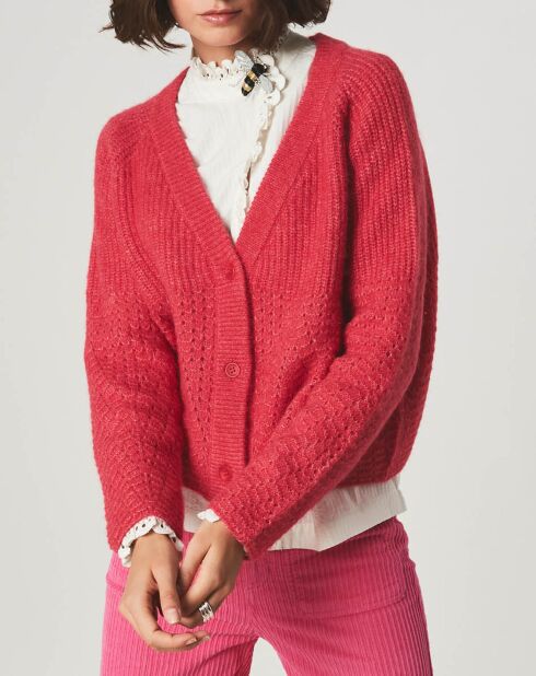 Augustin Framboise Weste aus Wolle und Alpaka-Mischung mit V-Ausschnitt