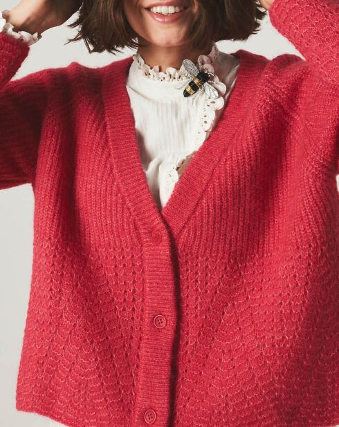 Augustin Framboise Weste aus Wolle und Alpaka-Mischung mit V-Ausschnitt