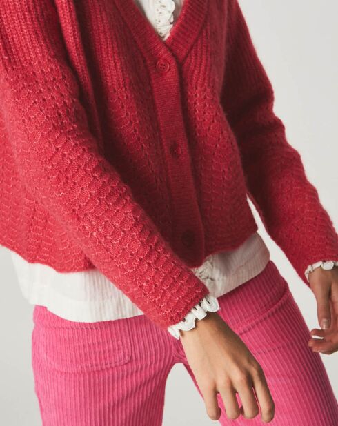 Augustin Framboise Weste aus Wolle und Alpaka-Mischung mit V-Ausschnitt