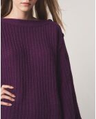 Pull boutonné en Laine & Alpaga mélangés Théodore violet