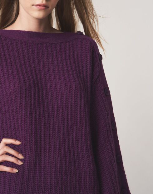 Pull boutonné en Laine & Alpaga mélangés Théodore violet