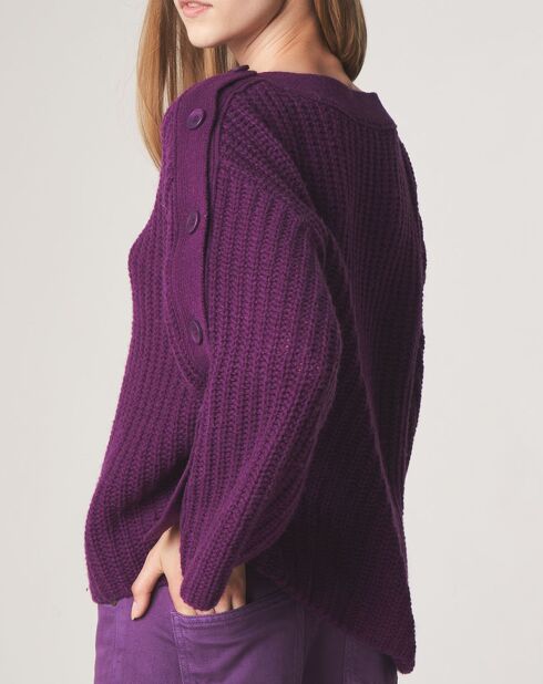 Pull boutonné en Laine & Alpaga mélangés Théodore violet