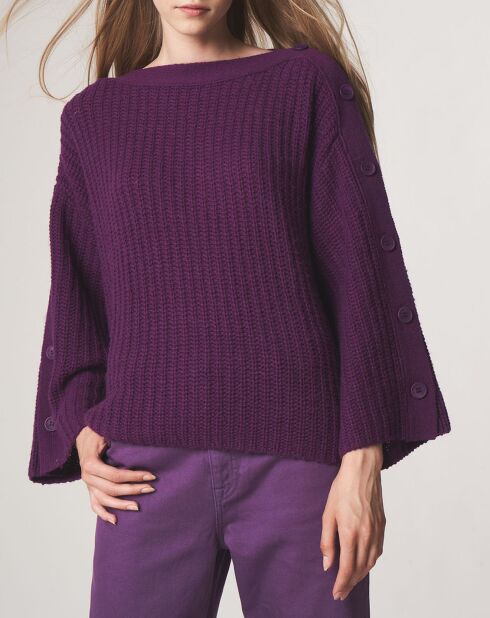 Pull boutonné en Laine & Alpaga mélangés Théodore violet