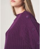 Pull boutonné en Laine & Alpaga mélangés Théodore violet