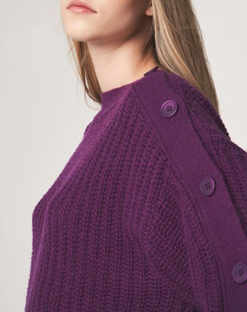 Pull boutonné en Laine & Alpaga mélangés Théodore violet