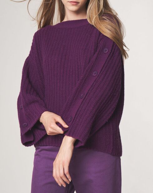 Pull boutonné en Laine & Alpaga mélangés Théodore violet