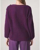 Pull boutonné en Laine & Alpaga mélangés Théodore violet